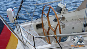 Gorgeous wheel on neighbouring yacht