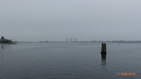 Misty conditions – looking over to Burgtiefe