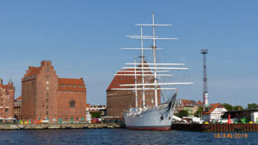 Close up of sail training ship