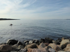 View to north, Denmark (L) and Sweden (R)