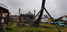 Frame & skeleton of large old wooden boat