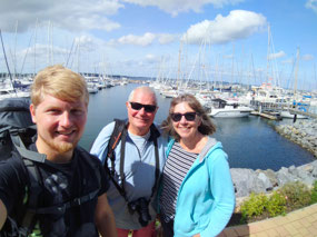 Group selfie on way to ferry