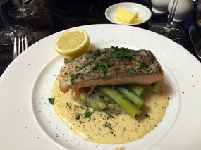 Scottish Salmon with Asparagus at Cafe Royal