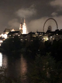 Basel Old Town by Night from Hotel Krafft Balcony