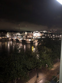 Mittlere Brucke by Night from Hotel Krafft Balcony