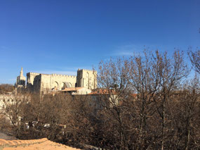 View of Palais du Papes from Hotel Room Terrace