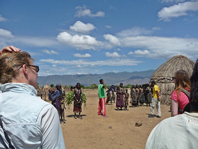 Esther entering Arbore Village - Omo Valley