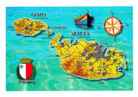 Map of Maltese Archipelago - postcard