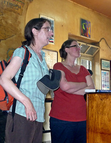 Sian and Nadine listening to Tamoca Manager
