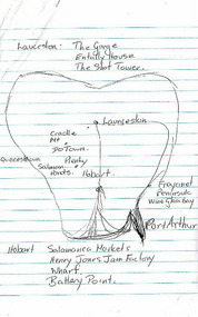 Map Drawn by My Neighbor on Plane to Hobart