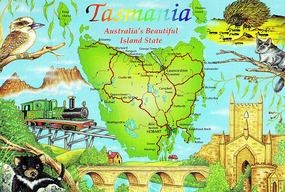 Map of Tasmania - postcard