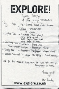 Mrs. Evy's Daily Itinerary - April 8, 2013