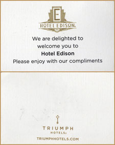 Edison Hotel NYC - Night before flight to Moscow