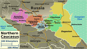 Map of North Caucasus