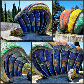 Mosaic Bus Stop by artist Suhabateli - Gagra