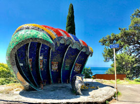Mosaic Bus Stop by artist Suhabateli - Gagra