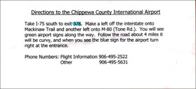 Driving Directions to Chippewa Airport