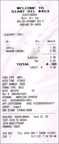 OH  Ashland - Giant Oil - receipt