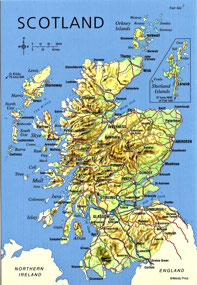 Map of Scotland - postcard