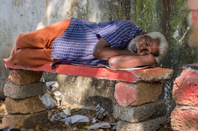 Napping street-side