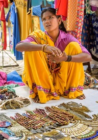 Selling her wares on the street corner