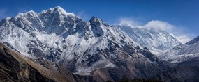 Panorama that includes snowbound Phortse