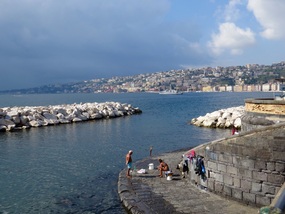 Along the sea wall
