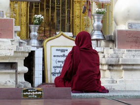 A last monk at sunset