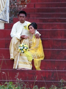 The very serious bride and groom