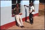 Two boys hover outside and then join us