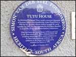Plaque on Desmond Tutu's house