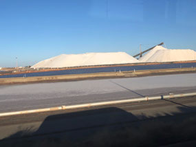 Salt stacks of industrial salt