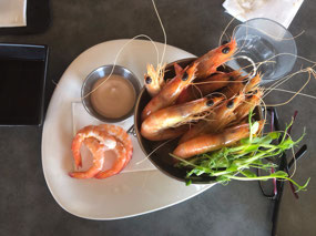 A bucket of prawns for lunch