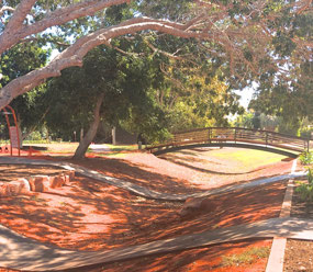 A natural skate board track near the bridge