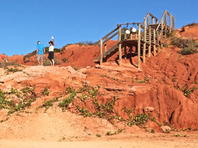 Wooden stairway down to the beach
