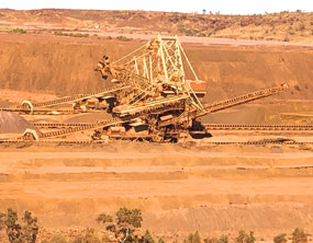 A reclaimer at work on the stock pile