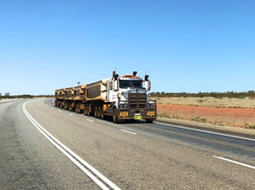 Dozens of trucks, most going the other way