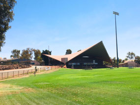 Lovely green oval and change rooms