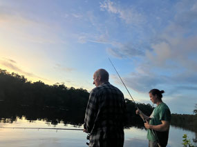 Fishing at sunset