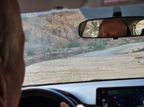 The flooded road