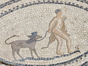 Hercules leads Cerberus