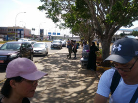 Waiting for our van to Tanzania