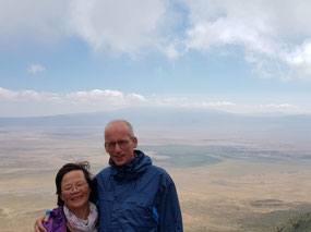 In front of the crater
