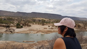 Overlooking the river. Crocodiles below.