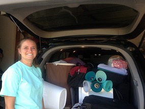 Ashton moving into dorm yesterday