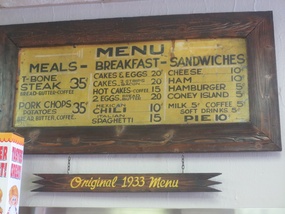 Original 1933 Menu