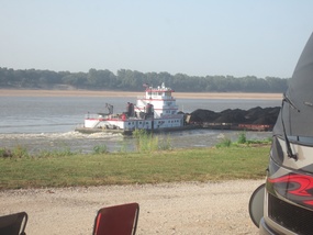 Coal barge plying its path on the Mississippi!