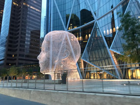 Sculpture in front of the Bow Building