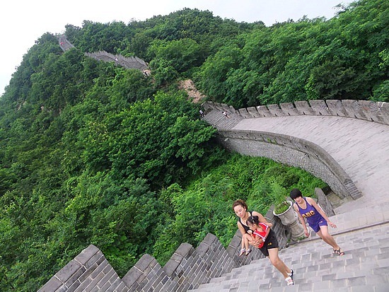 The steep steps of the Great Wall  These steps are said to be the steepest  part of the Great Wall, and eagles can only fly through here facing  upwards. The Jiankou