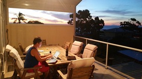 "Aan het werk' tijdens de sunset